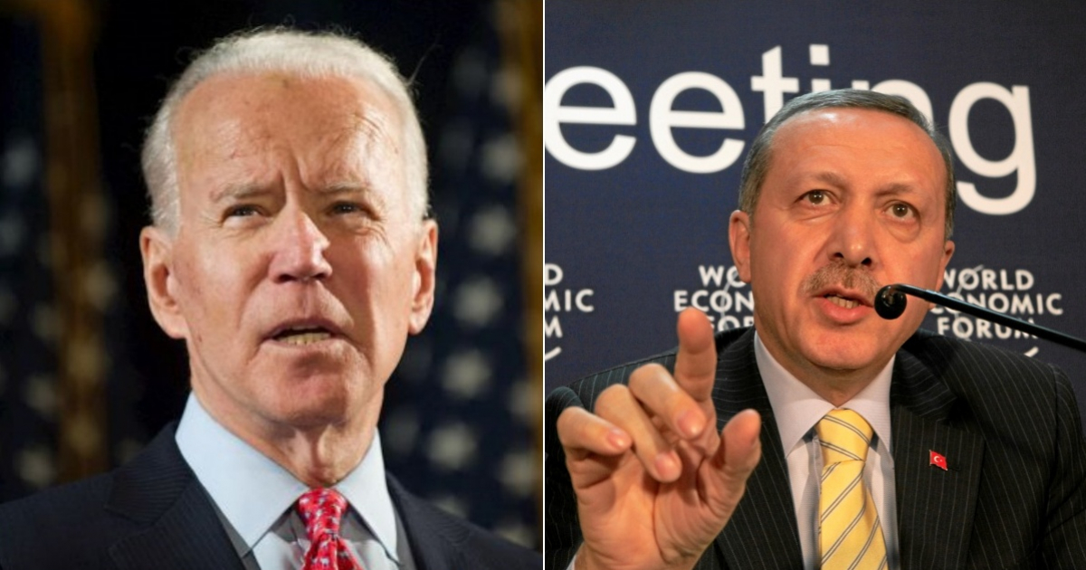 Joe Biden (i) y Recep Tayyip Erdoğan, presidente de Turquía (d) © Twitter/PresidentBiden - Flickr/World Economic Forum