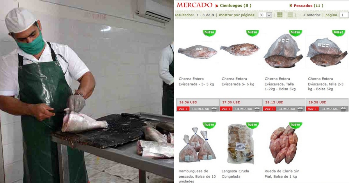 Pescadería en Cuba y ofertas en mercado virtual. © ACN / Perlavision