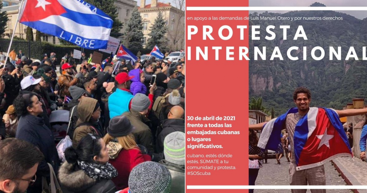 Protesta ante Embajada de Cuba en EE.UU. 2019 / Convocatoria de protesta internacional © Diario de las Américas (archivo) / Facebook Kizzy Macias