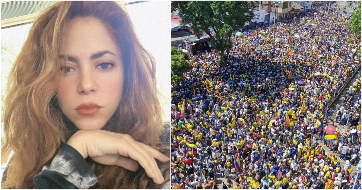 Shakira y protestas en Colombia © Instagram de Shakira y Twitter / Laura Marulanda