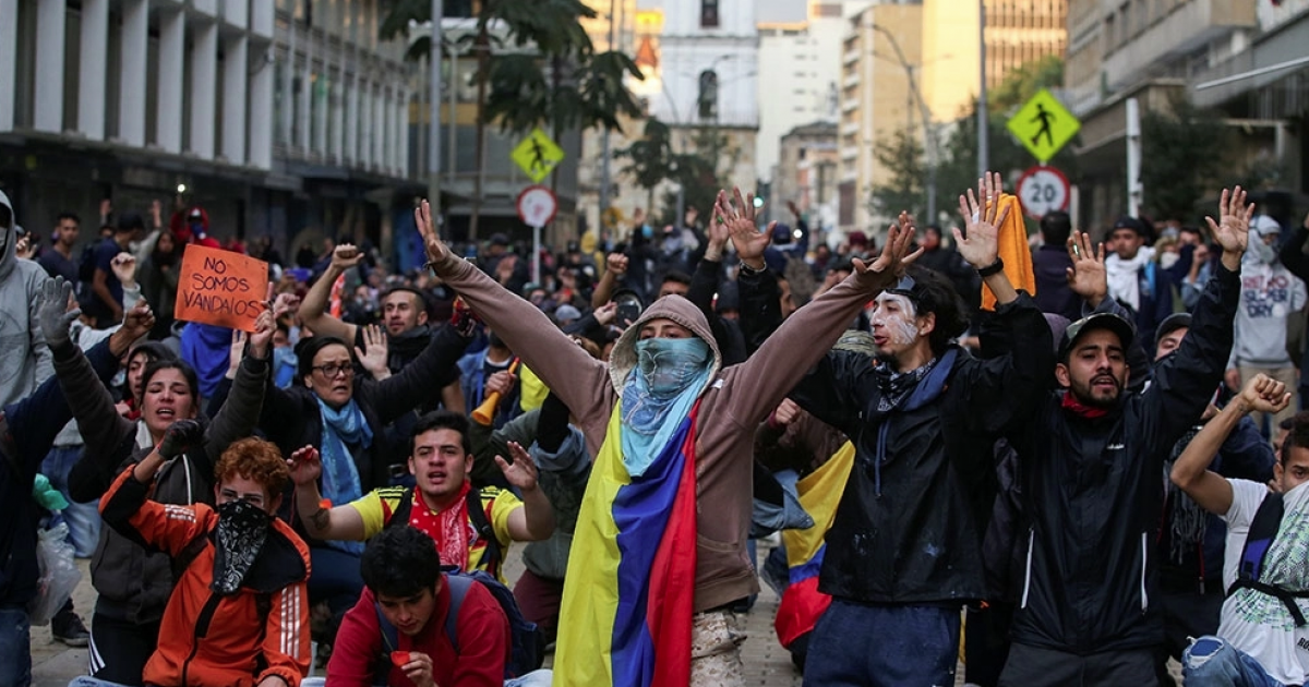 Protesta de estudiantes en Bogotá © Twitter/Minga Reflexiva