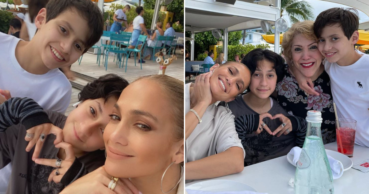 Jennifer Lopez con sus hijos y su madre Guadalupe Rodríguez © Instagram / Jennifer Lopez