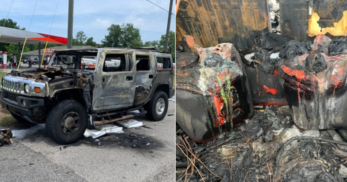 La camioneta gravemente dañada por un incendio el miércoles © Citrus County Fire Rescue