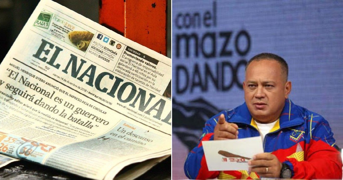 Periódico venezolano El Nacional y Diosdado Cabello © Twitter / Rafael Hernández - Granma / VTV