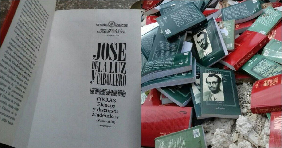 Libros abandonados en el patio de la institución © Facebook / Judit Díaz Henquén