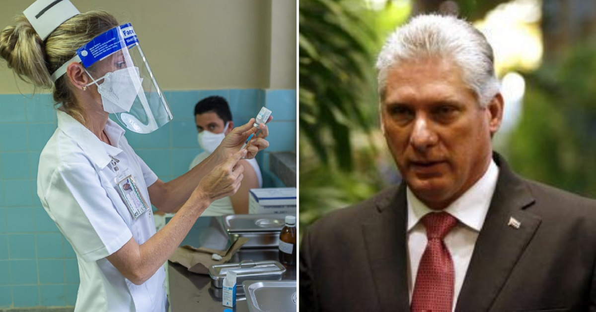 Vacunación en Cuba y Miguel Díaz-Canel. © MINSAP / Estudios Revolución