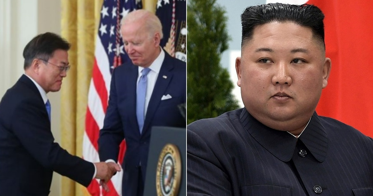 Joe Biden junto al presidente de Corea del Sur (i) y Kim Jong-un (d) © Collage YouTube/screenshot NBC- Kremlin.ru