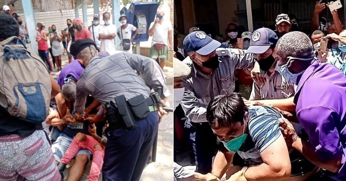 Policía cubana reprime a jóvenes manifestantes en La Habana © Facebook/La Cola de la Libertad