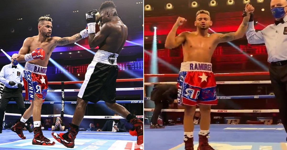 Robeisy Ramírez vs. Ryan Lee Allen en Las Vegas © Twitter/Top Rank en Español/Top Rank Boxing