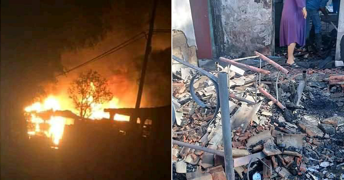 Incendio en el pueblo de San Nicolás de Bari © Collage Facebook Cuba noticias / Yoel Rieumont Tartera