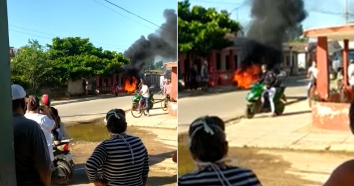 Motorina incendiada en Jagüey Grande. © Facebook / Yo amo Jagüey