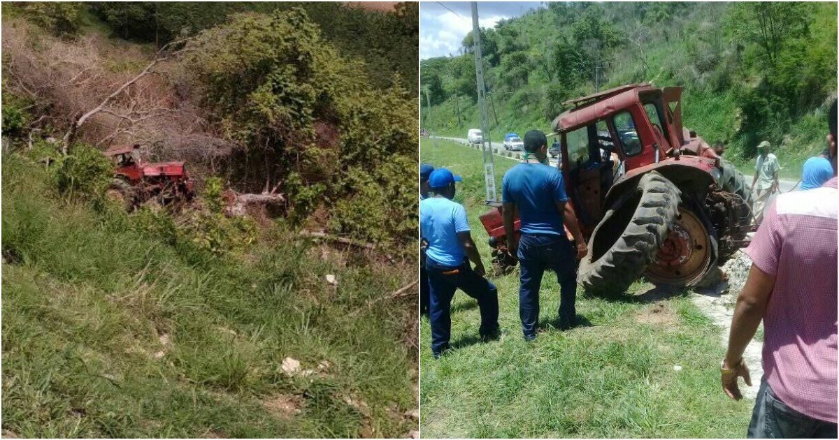 Accidente de un tractor en carretera de Trinidad © Facebook Accidentes de Buses y Camiones