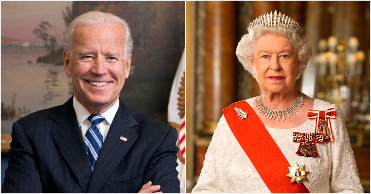 Joe Biden, presidente de EE.UU, y la reina Isabel II de Inglaterra © Creative Commons