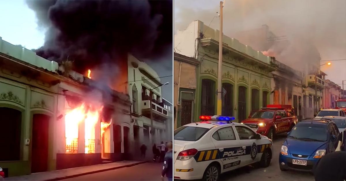 Incendio en una pensión de cubanos en Uruguay © Facebook