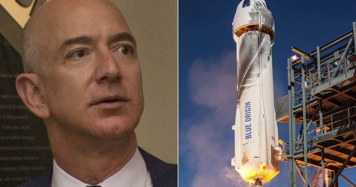Jeff Bezos (i) y Cohete New Shepard (d) © Wikimedia- Instagram/blue Origin
