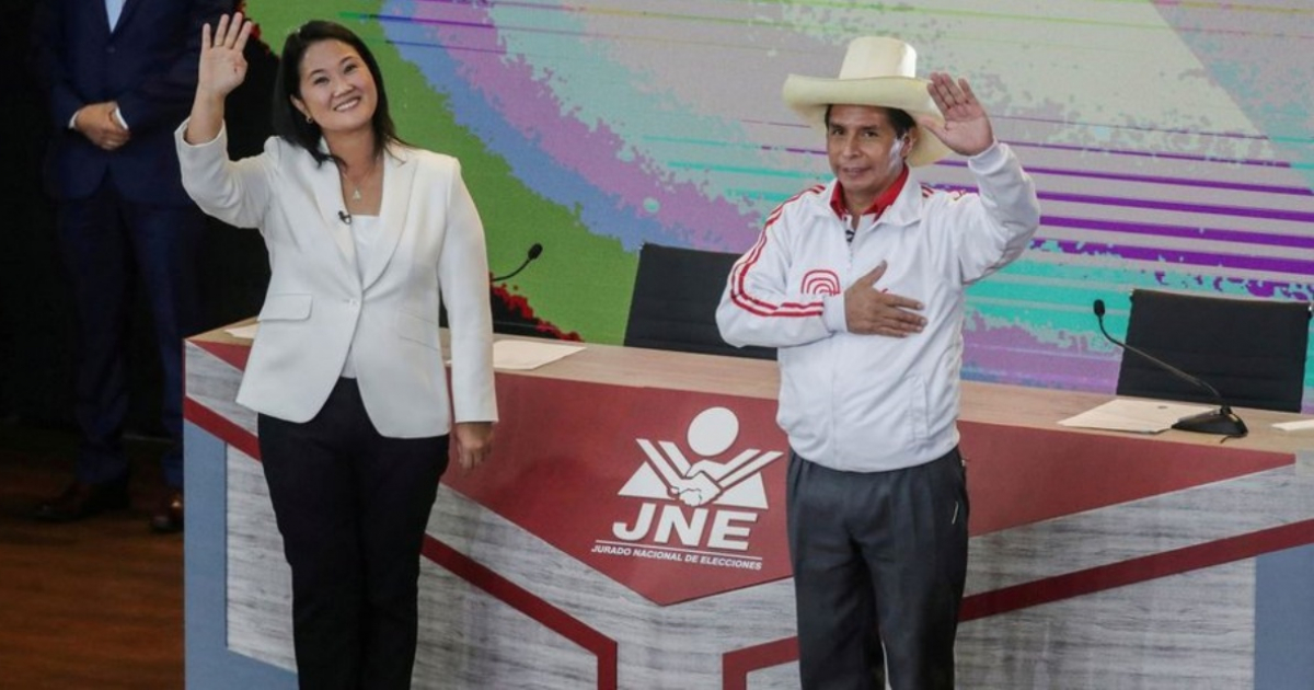 Los candidatos a la presidencia de Perú, Keiko Fujimori y Pedro Castillo © Twitterm/ONPE