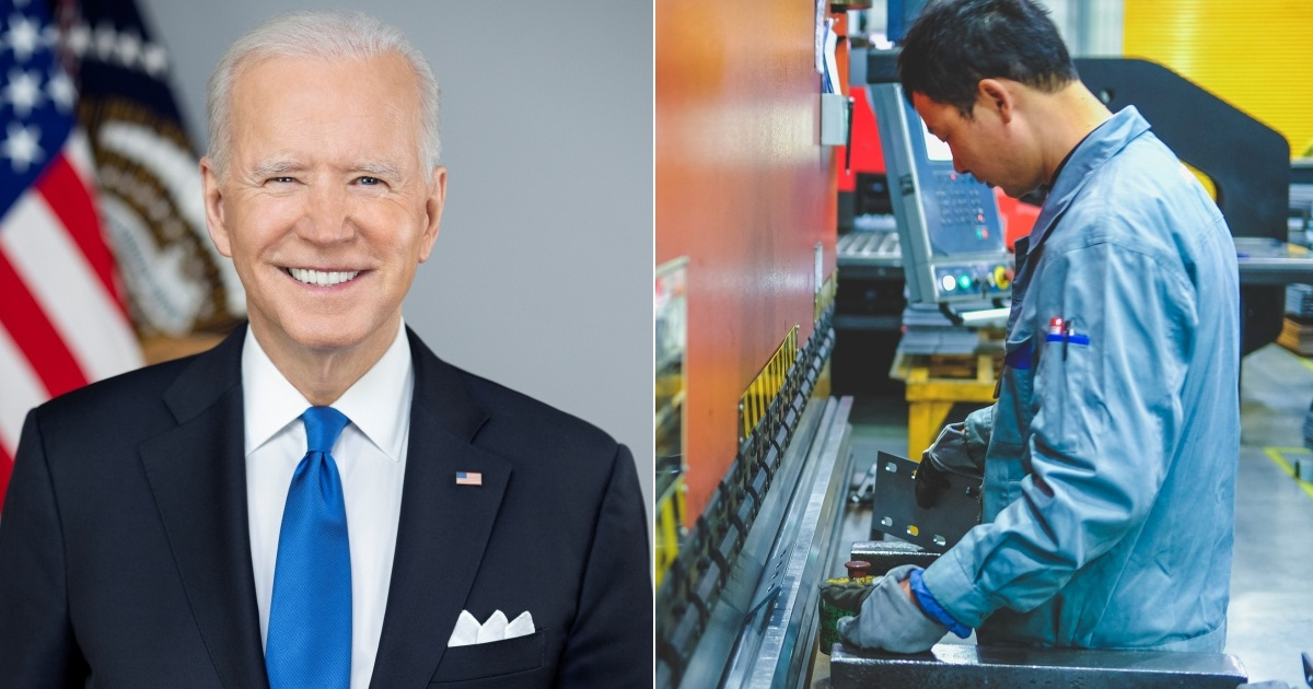 Joe Biden, presidente de Estados Unidos, y trabajador chino © Casa Blanca / Flickr - ILO Asia-Pacific