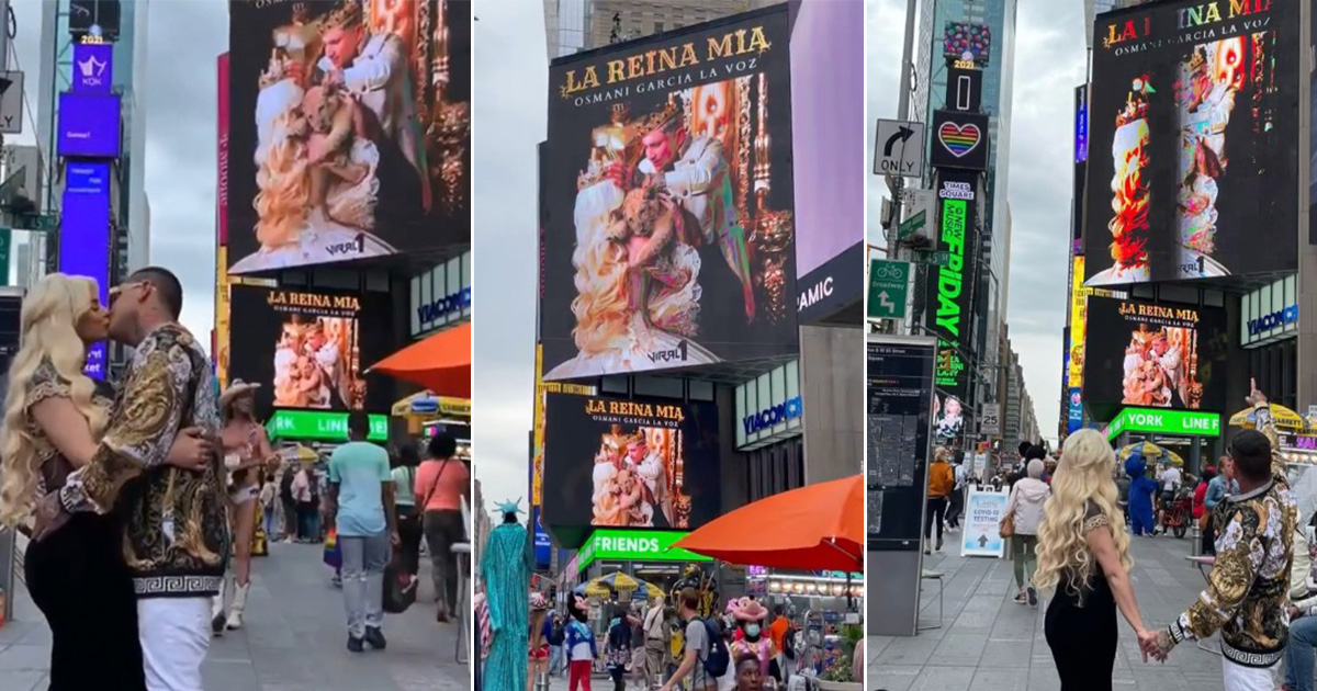 Osmani y Laura en Time Square © Instagram del artista