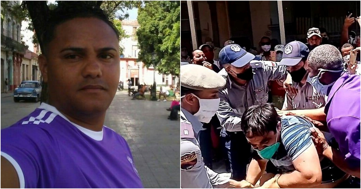 Esteban Rodríguez e imágenes de la represión a activistas en la calle Obispo © Facebook / Esteban Rodríguez 