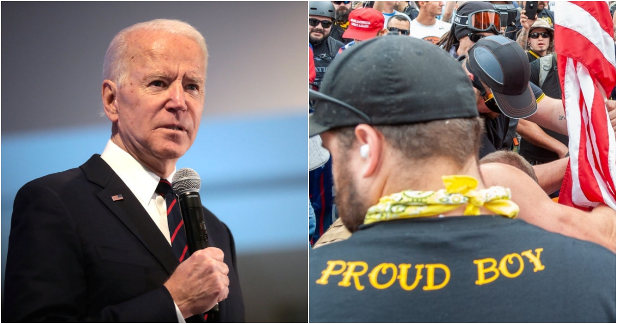 Joe Biden y miembros del grupo supremacista Proud Boys © Creative Commons
