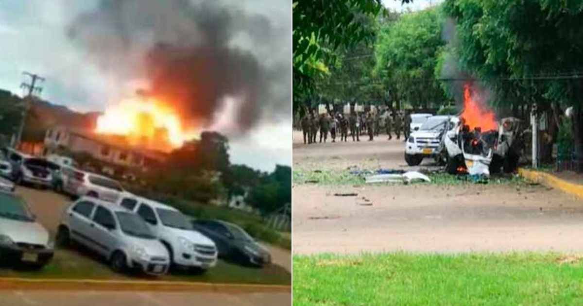 Explosión de coche bomba este martes 15 de junio en Colombia © Collage Captura de Twitter/NTN24