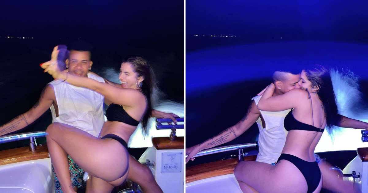 Randy Malcom y Annaby Pozo: Cómplices y divertidos a bordo de un barco de noche © Instagram / Annaby Pozo