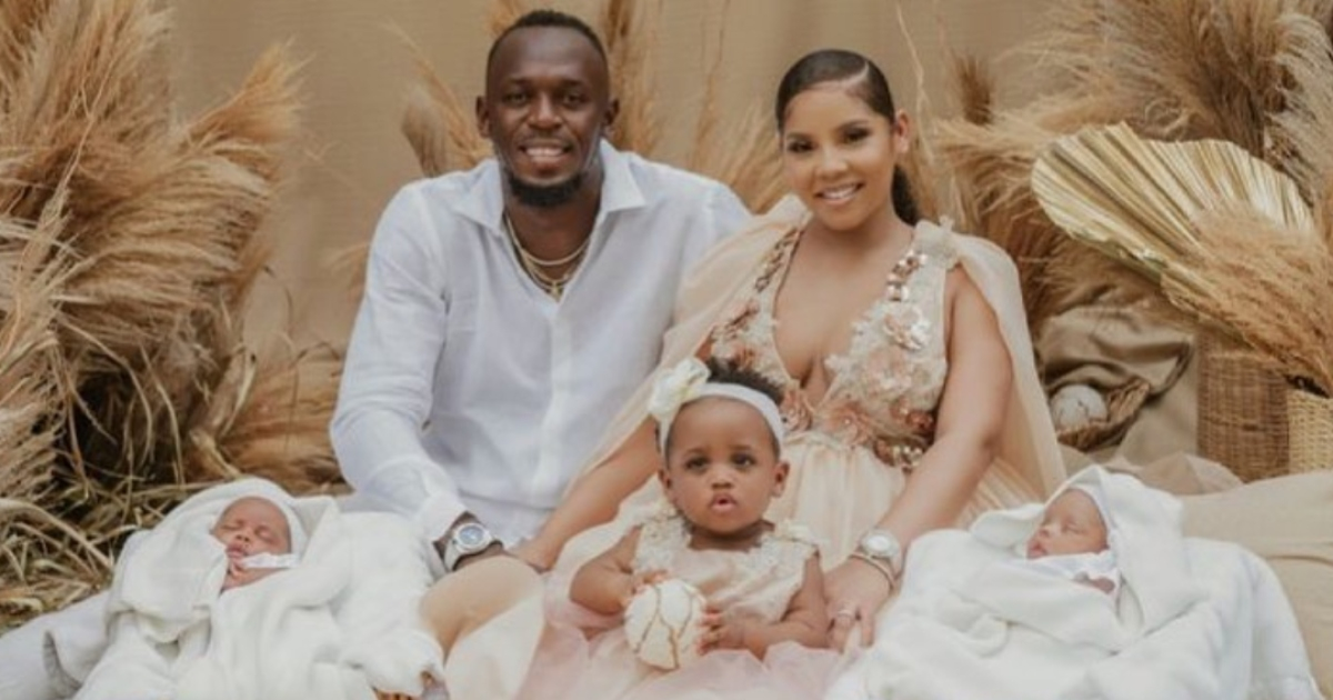 Usain Bolt con su pareja y sus tres hijos © Instagram / Usain Bolt