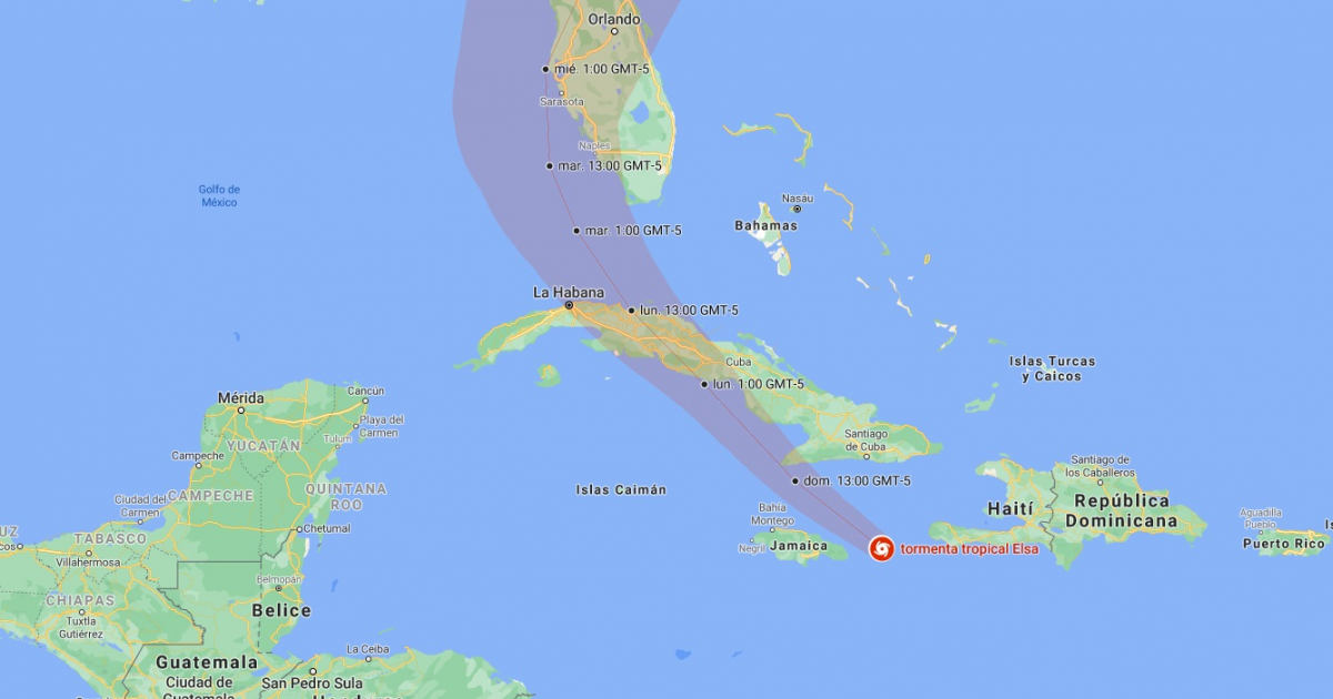 Tormenta tropical Elsa en el Caribe © Google Maps