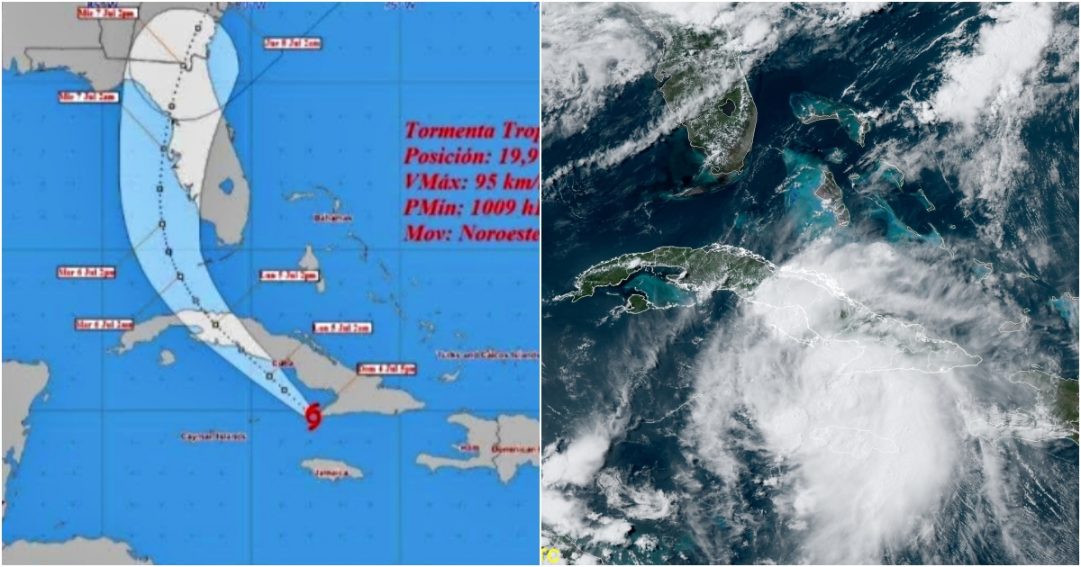 Tormenta tropical Elsa y la proyección de su rumbo para las próximas 12 horas © Twitter / Instituto de Metereología de Cuba