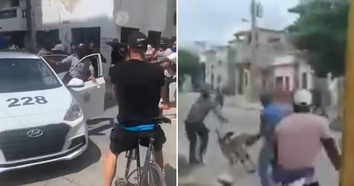 Ataques con piedras a policías en Cuba. © Facebook de Yoanna Nabarro / Twitter de Yusnaby Pérez