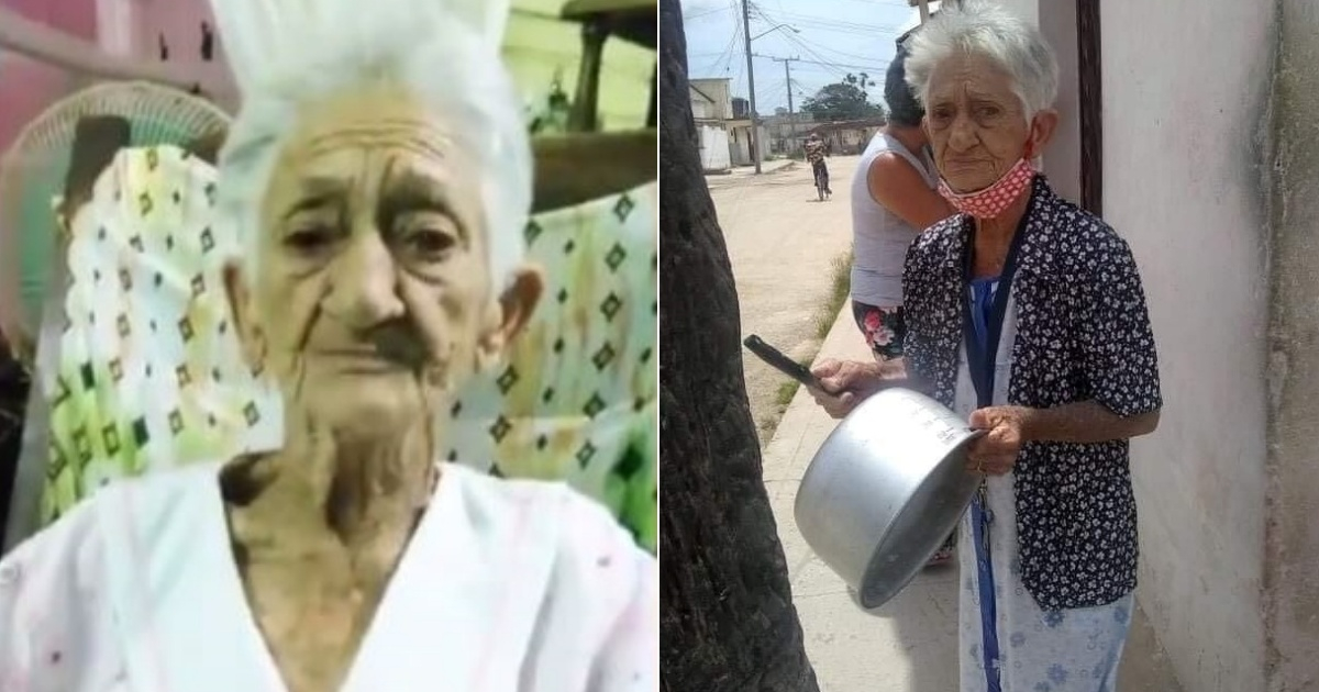 La anciana cubana Sara Naranjo, cuya foto con una cazuela se viralizó en las últimas horas © Twitter/Angel