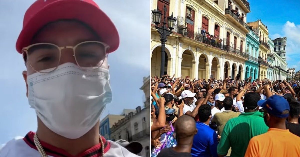 Yomil Hidalgo y protesta frente al Capitolio de La Habana. © Instagram del artista / Facebook de Lena Burke