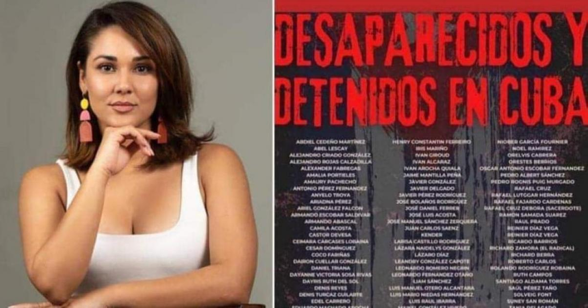 Camila Arteche y lista de detenidos y desaparecidos en Cuba © Camila Arteche/ Facebook