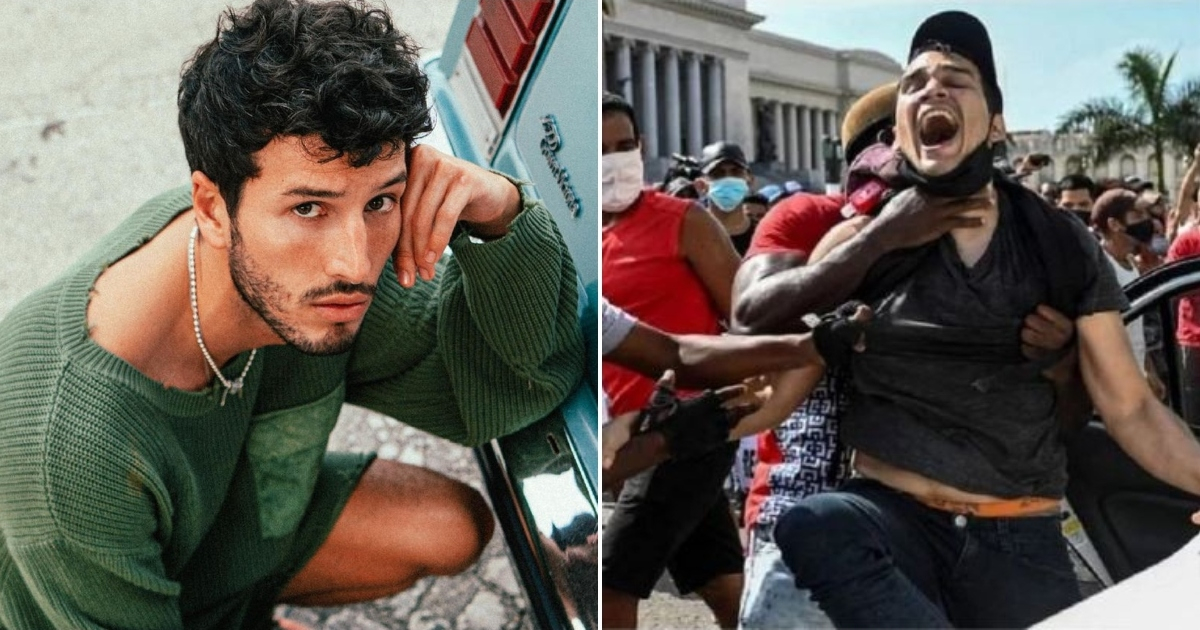 Sebastian Yatra e imágenes de la represión en Cuba © Instagram / Sebastian Yatra, Facebook / Desaparecidos S.O.S Cuba