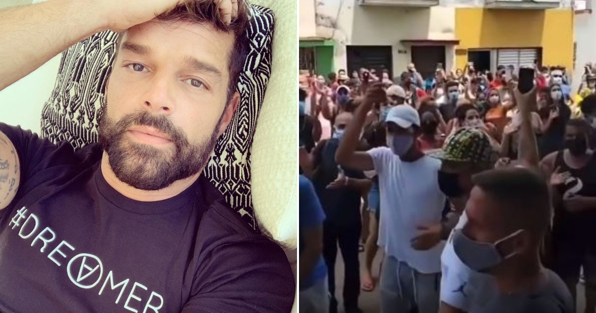 Ricky Martin e imagen de las protestas en Cuba © Instagram / Ricky Martin