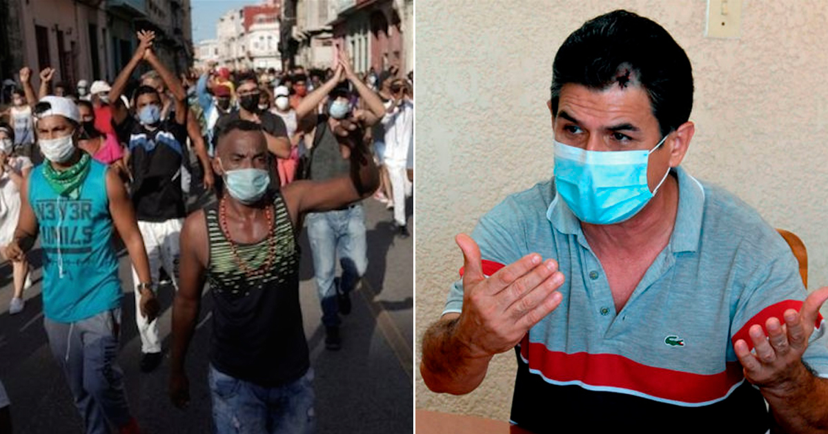Protestas en La Habana y Alfredo Vázquez Pérez © Twitter/Periódico Trabajadores