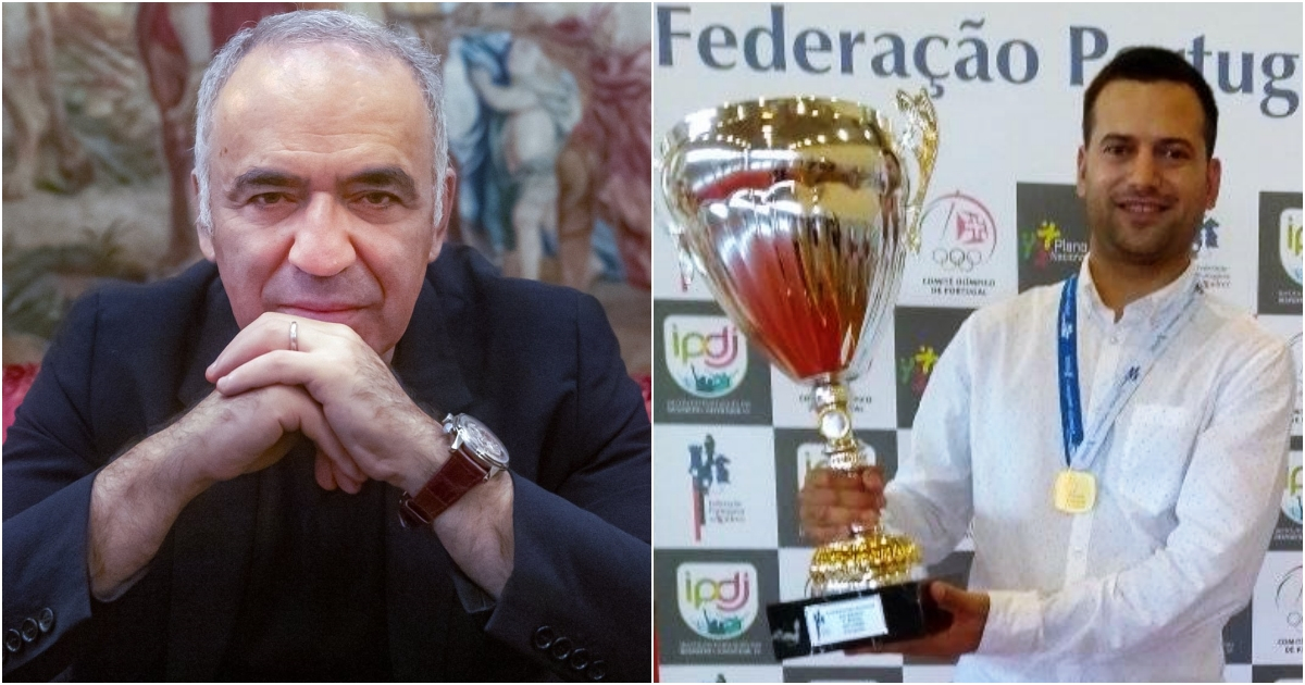 GM ruso Garry Kasparov y GM cubano Arián González © Twitter / Garry Kasparov - Facebook / Arian González 