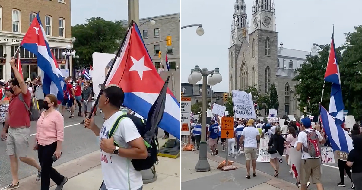 Cubanos marchan en Canadá © Captura de video / Twitter