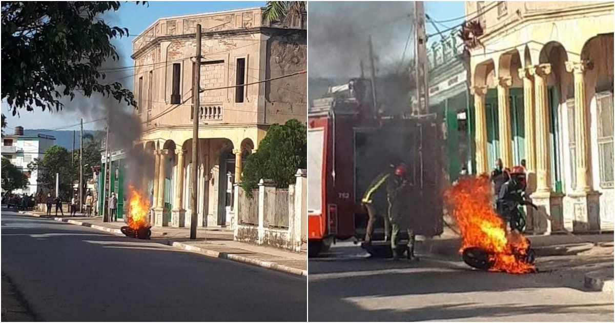 Arde moto eléctrica en Mayarí, Cuba © Facebook Telecristal
