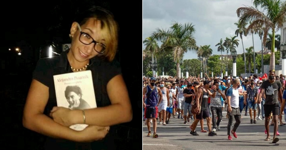 Daniela Rojo, detenida el 11J, y protestas en La Habana © Facebook / Daniela Rojo - Captura de pantalla