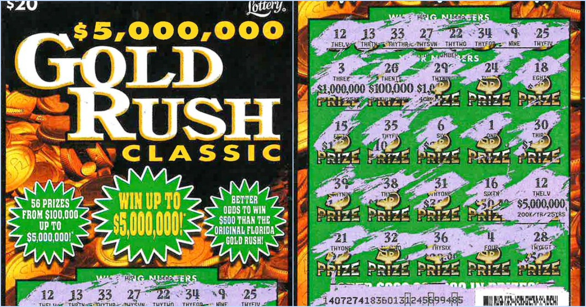 Boleto ganador del Gold Rush Classic de la Lotería de Florida © Twitter/Lotería de Florida