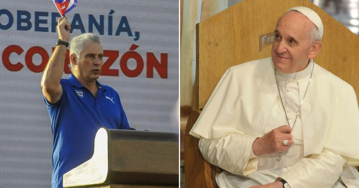 Miguel Díaz-Canel y el Papa Francisco. © Cubadebate / Wikimedia Commons