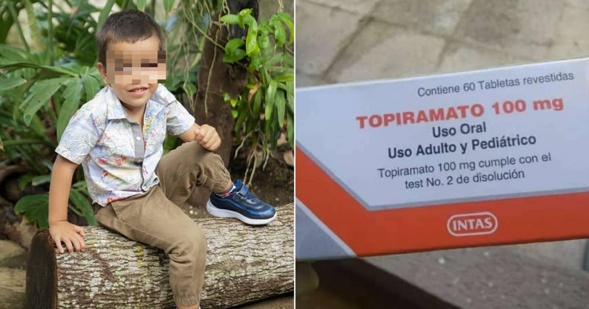 Niño con esclerosis tuberosa y medicamento. © Facebook / Sandra María Hernandez de la Cruz 
