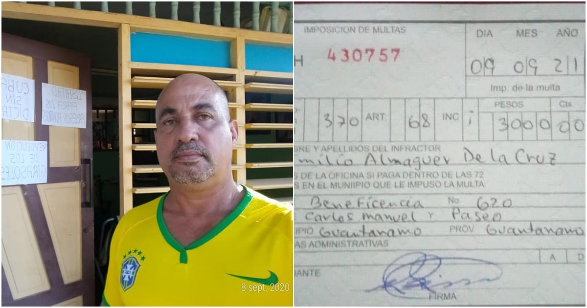 Emilio Almaguer de la Cruz y su segunda multa bajo el D-L 370 © Facebook Emilio Almaguer de la Cruz