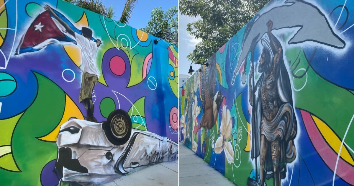 Fragmentos del mural inaugurado este jueves en Wynwood © Facebook / Cerveceria La Tropical