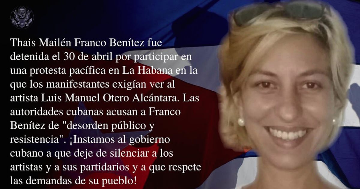 Imagen de la campaña JailedForWhat © Twitter/Embajada de los Estados Unidos en Cuba