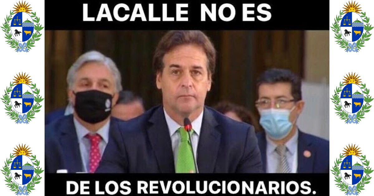 El presidente uruguayo Luis Lacalle en uno de los memes para satirizar a Díaz-Canel © Twitter / Juan Carlos Cremata Malberti