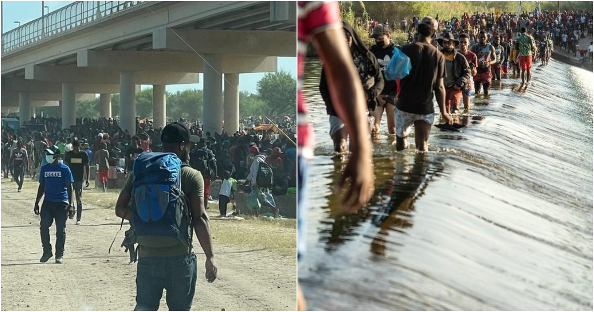 Migrantes bajo el puente fronterizo en Del Río, Texas. © Captura pantalla/Reuters