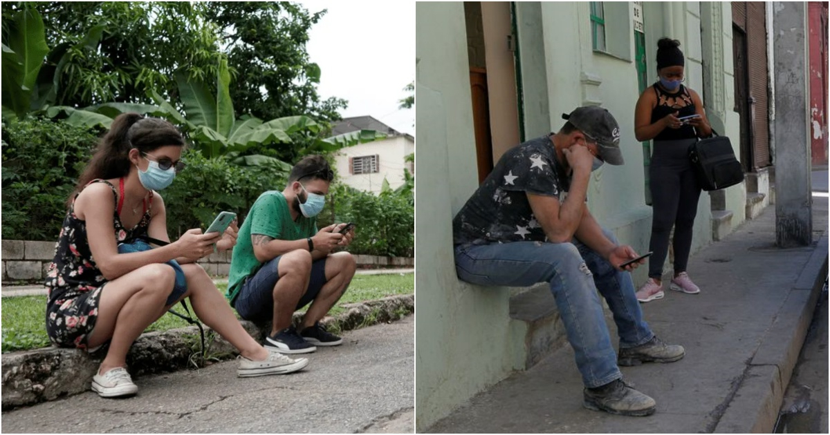 Cubanos conectados a las redes © Captura/Reuters