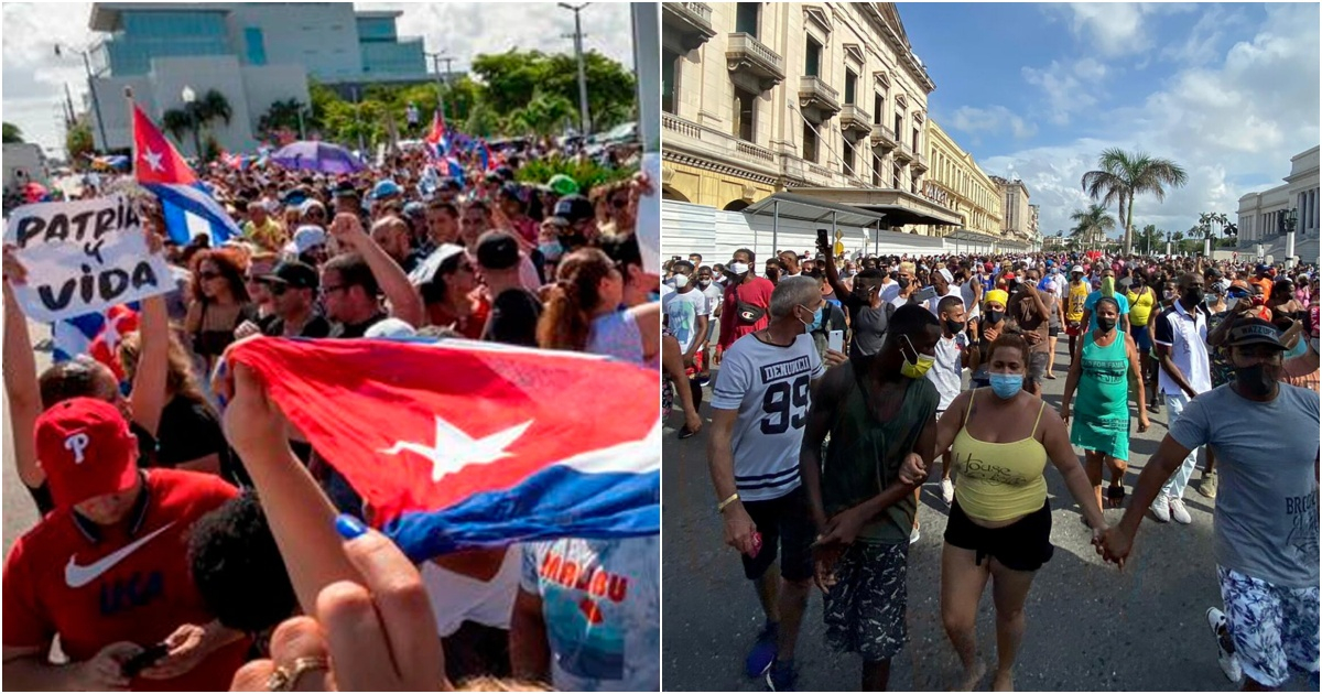 Manifestantes pacíficos cubanos el 11J © Captura/EFE/Reuters